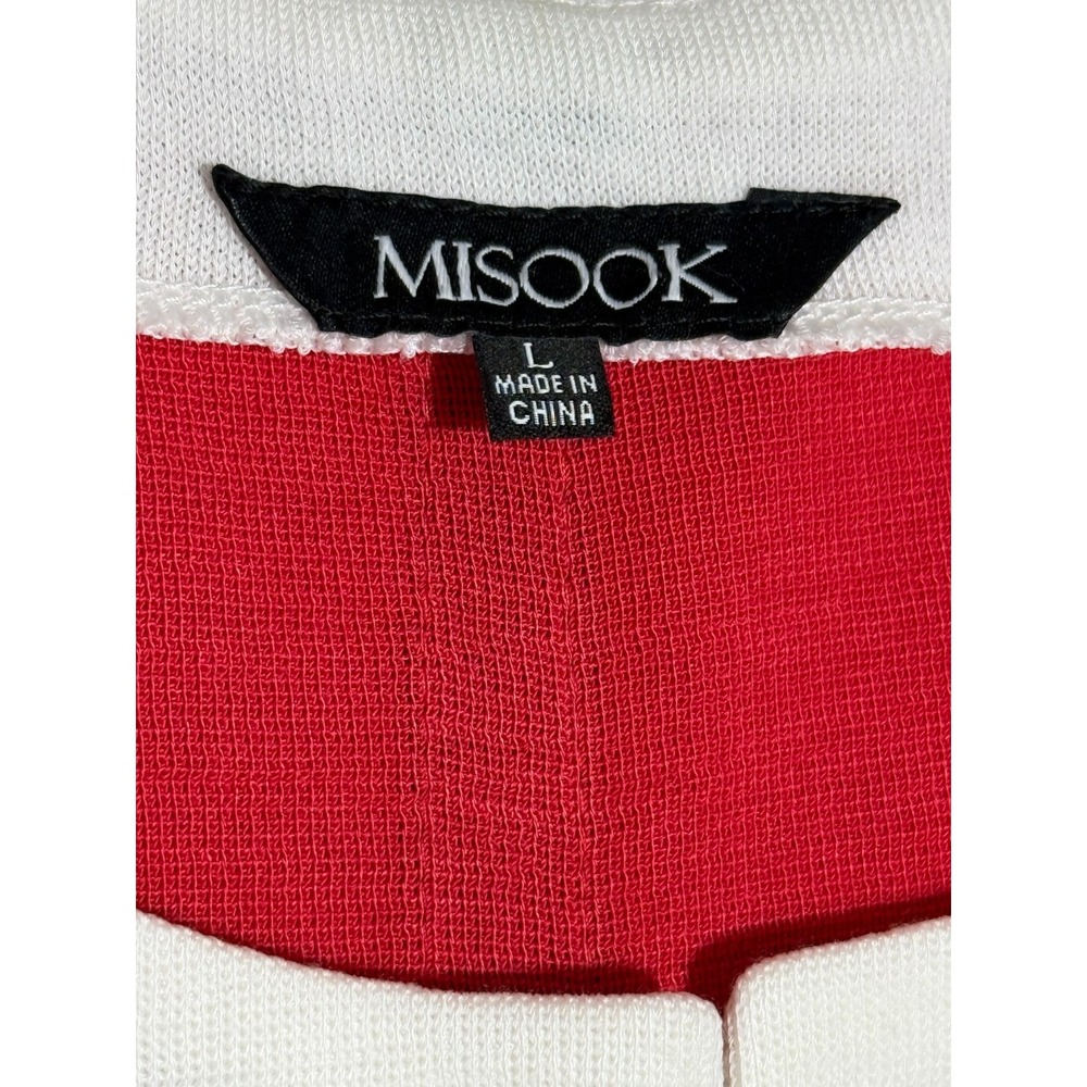 Misook Colorblock Knit Jacket Cardigan Shoulder Pads Hook Eye Size L - Picture 5 of 10